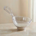Transparent rice washing strainer basket with a long handle and draining holes