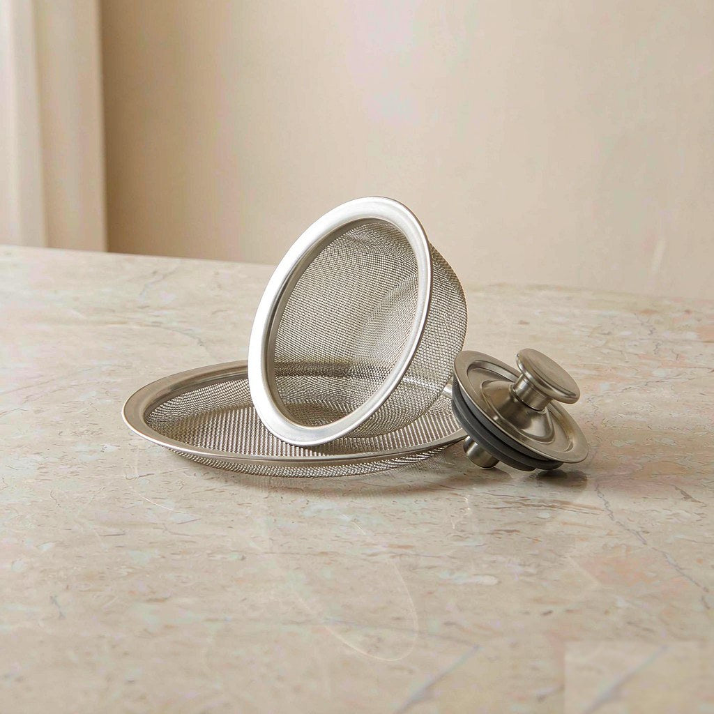 3-in-1 stainless steel sink drain strainer set with mesh screen, basket and stopper