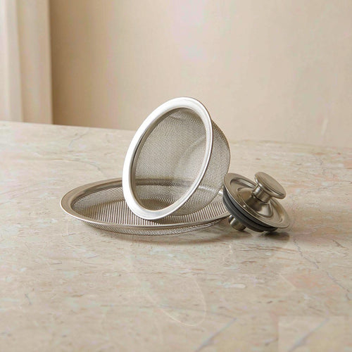 3-in-1 stainless steel sink drain strainer set with mesh screen, basket and stopper