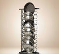 Expandable pot and pan organizer rack with adjustable dividers for cabinets